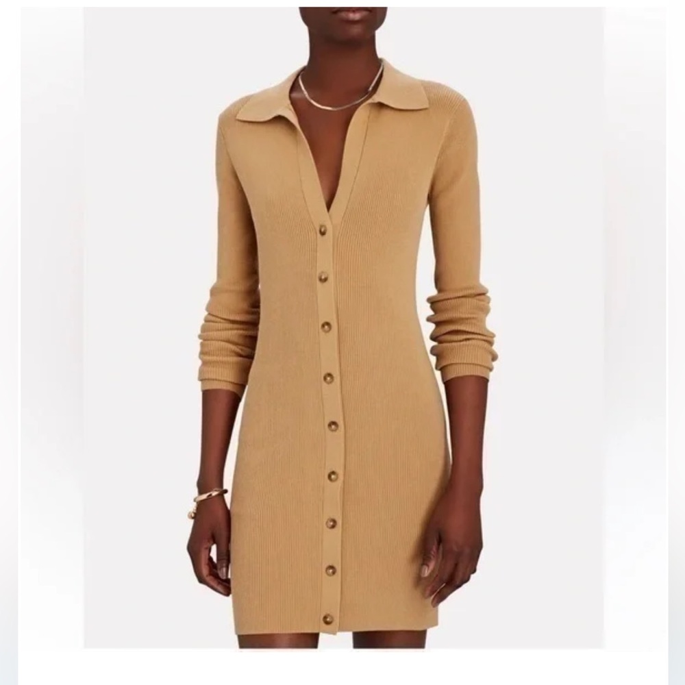 Intermix Samira Rib Knit Polo Mini Dress